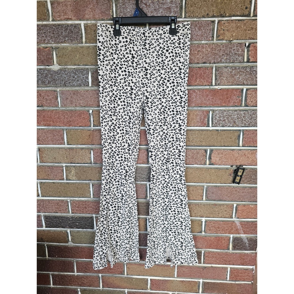 Jessica Simpson Girls Leopard cheetah Print Ribbed Flare Leg Pants‎ XL 14/16